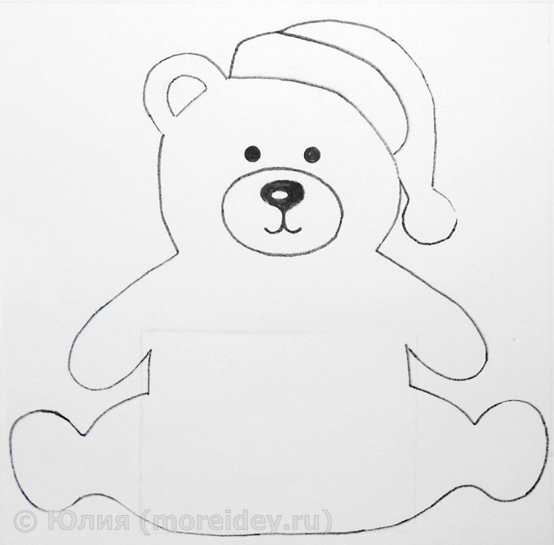 Новогодний мишка рисунок лёгкий
