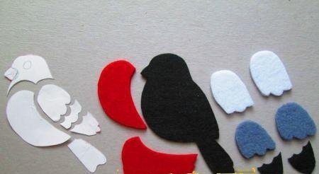 Лекало снегиря из фетра