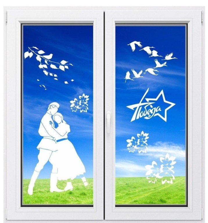 Украшение окон к 9 мая