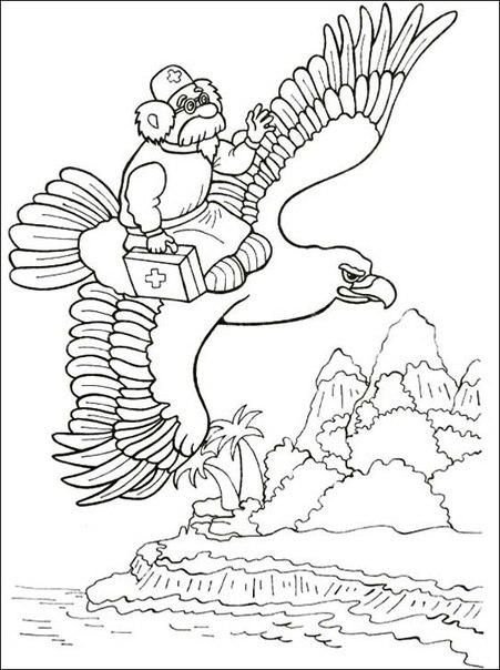 Раскраски к сказке Айболит Чуковского для детей