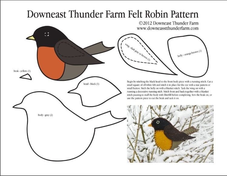 Снегирь выкройка поделки