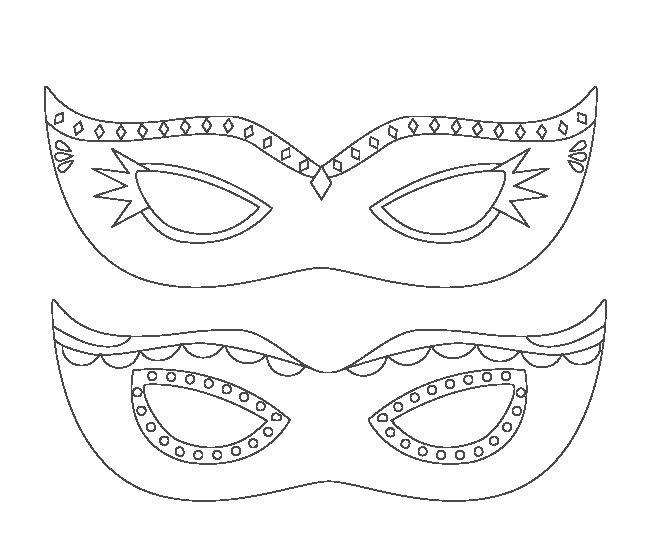 Трафареты карнавальных масок для лица