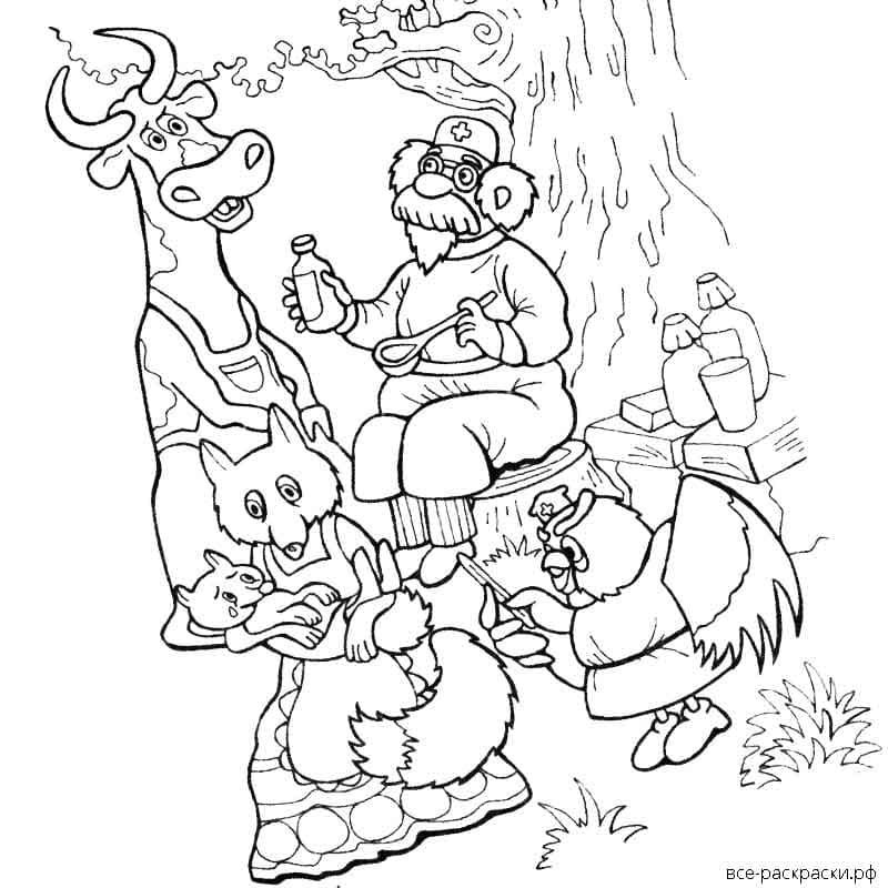 Раскраски по сказкам Чуковского доктор Айболит