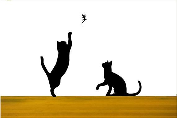 Силуэты кошек на стену
