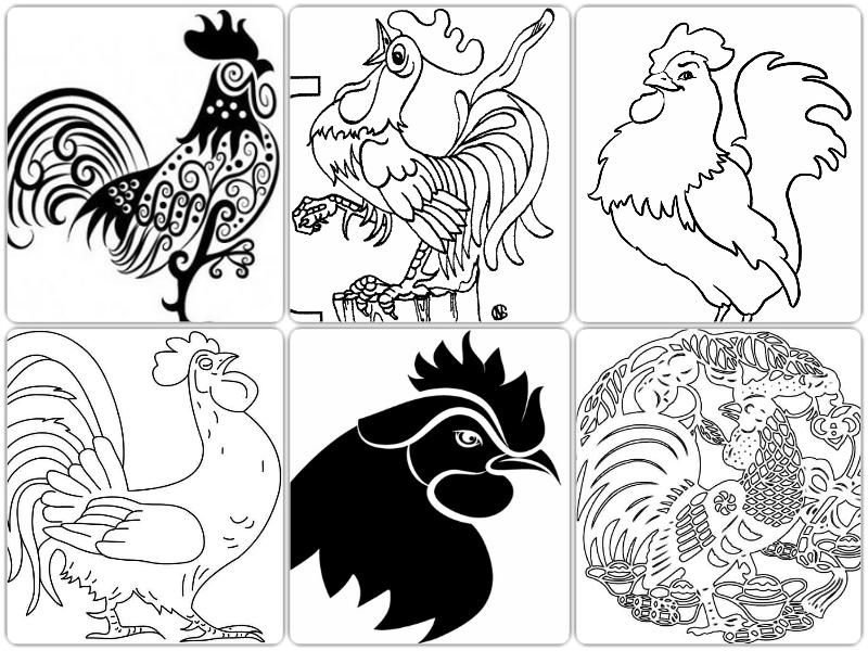 Петух трафарет на окно