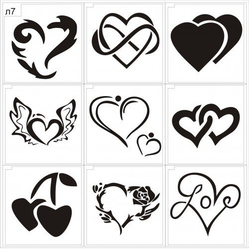 Трафарет тату сердечки