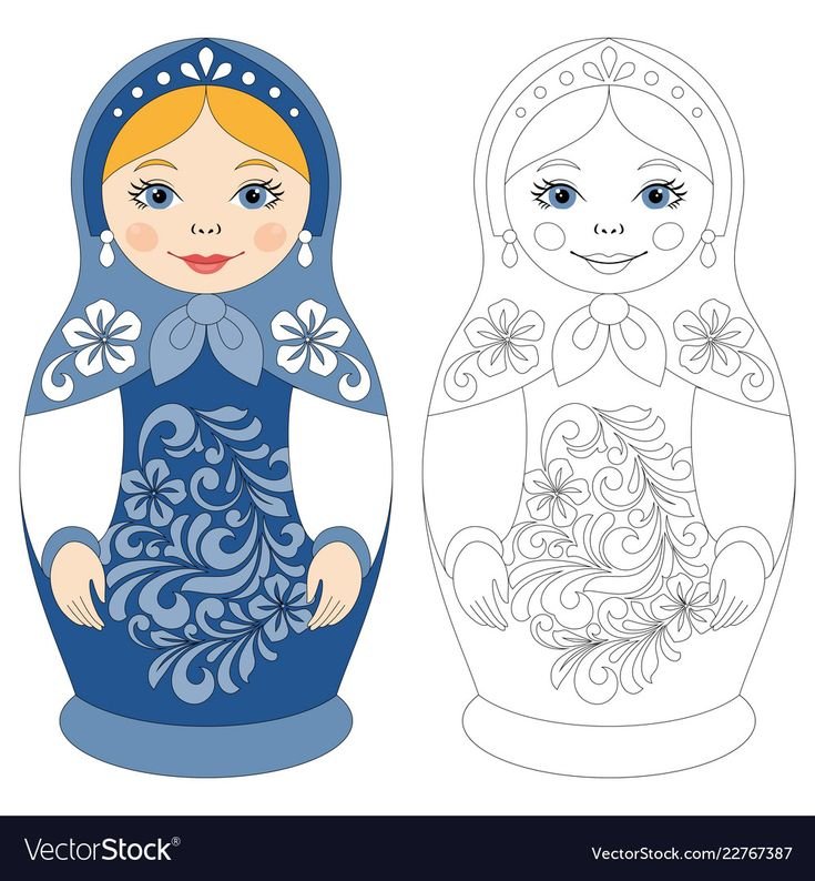 Матрешка роспись Гжель