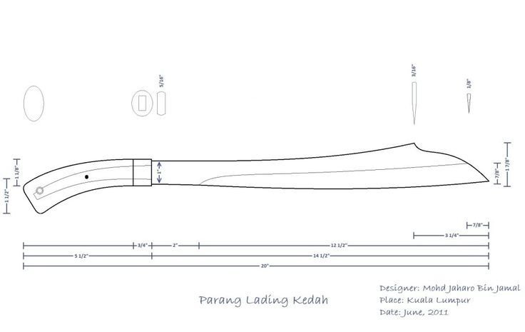 Чертеж кукри из стандофф 2