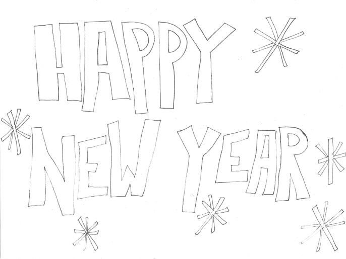 Happy New year надпись трафарет