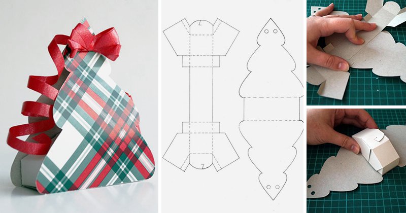 Упаковка подарка в виде елочки