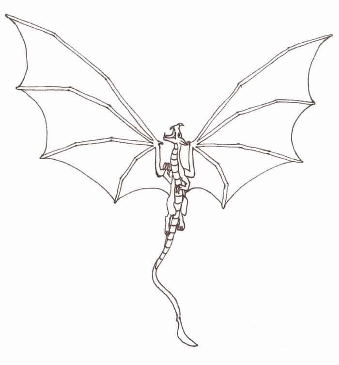 Дракон с крыльями раскраска
