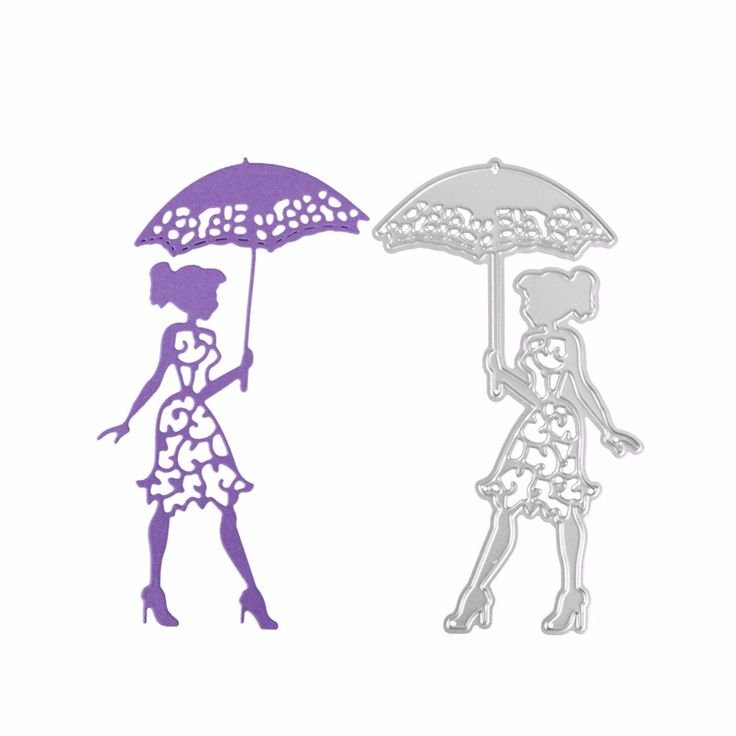 Трафарет девочка с зонтом