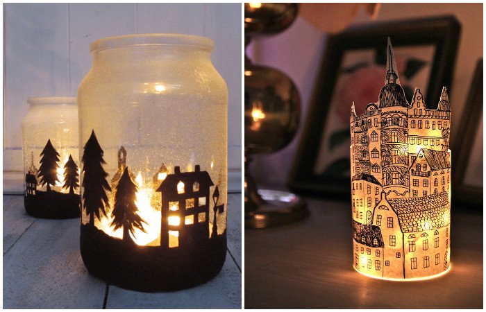 Новогодний светильник из банки