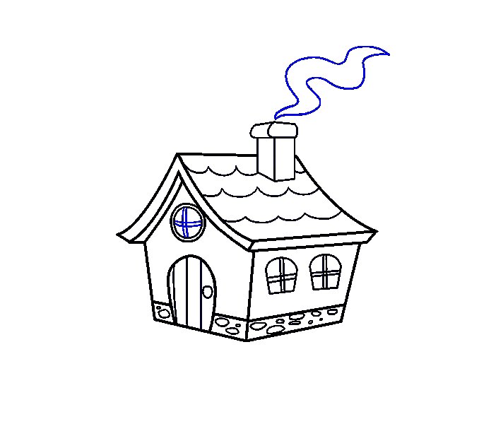 Домик с трубой раскраска