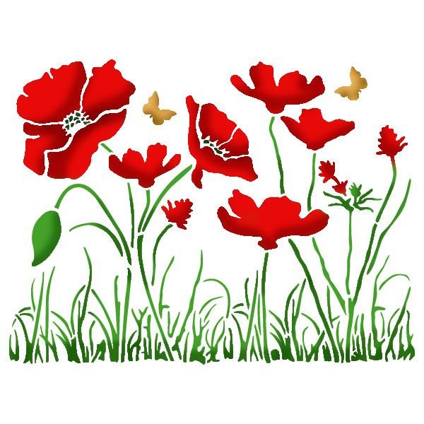 Цветные трафареты цветов на стену