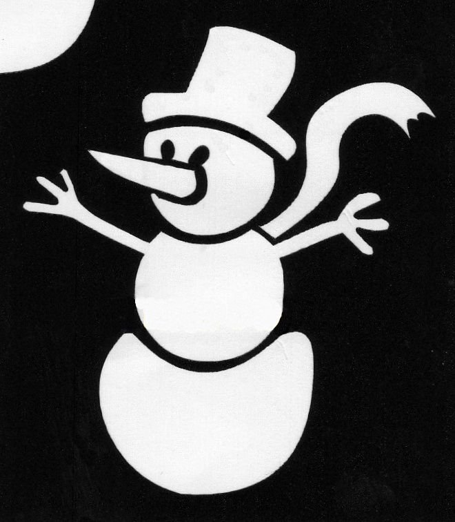 Снеговик трафарет