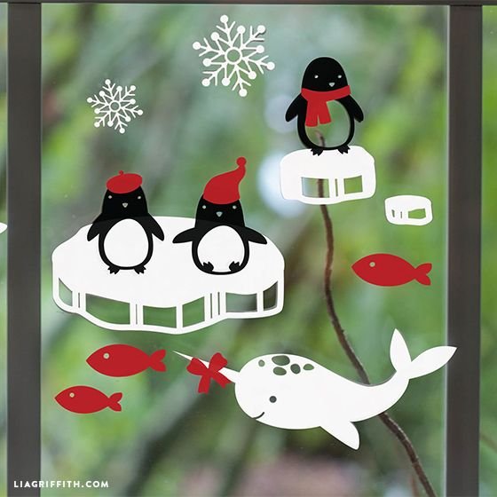 Пингвины для украшения окон