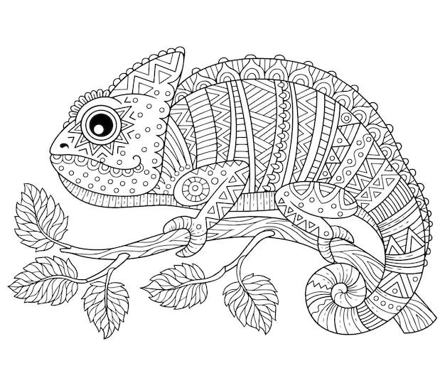 Хамелеон раскраска антистресс для детей