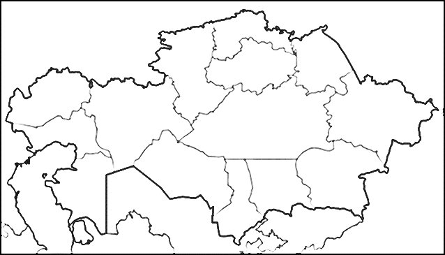 Физическая карта казахстана контурная. Контурная карта казахстана для печати. Контурная карта казахстана. Границы казахстана на контурной карте. Карта казахстана черно белая.