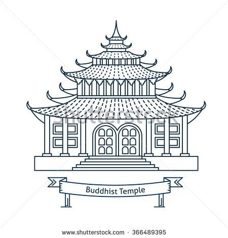 Китайский домик трафарет