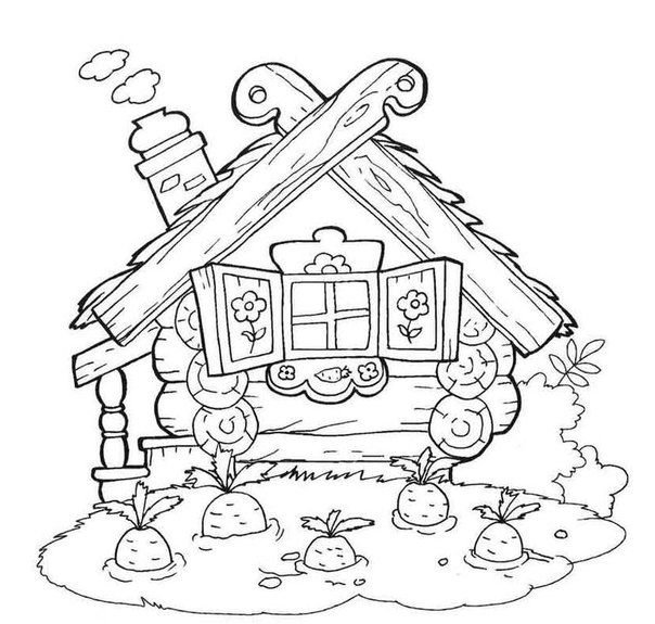 Заюшкина избушка картинки для детей раскраски