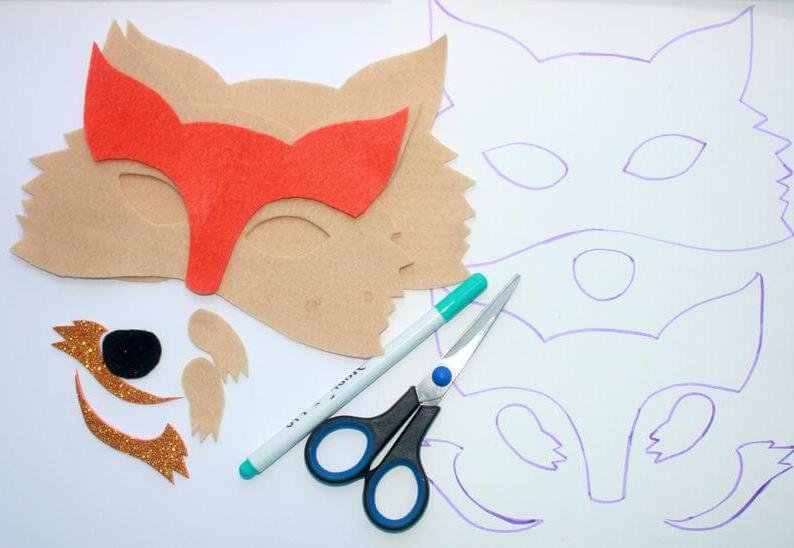 Маска лисы из фетра