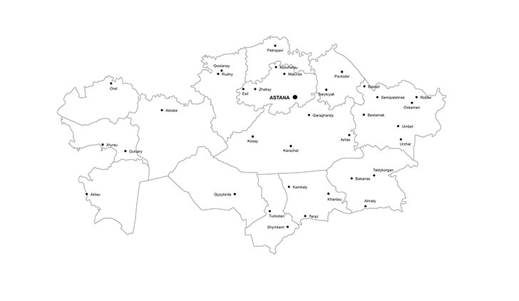 Контурная карта Казахстана