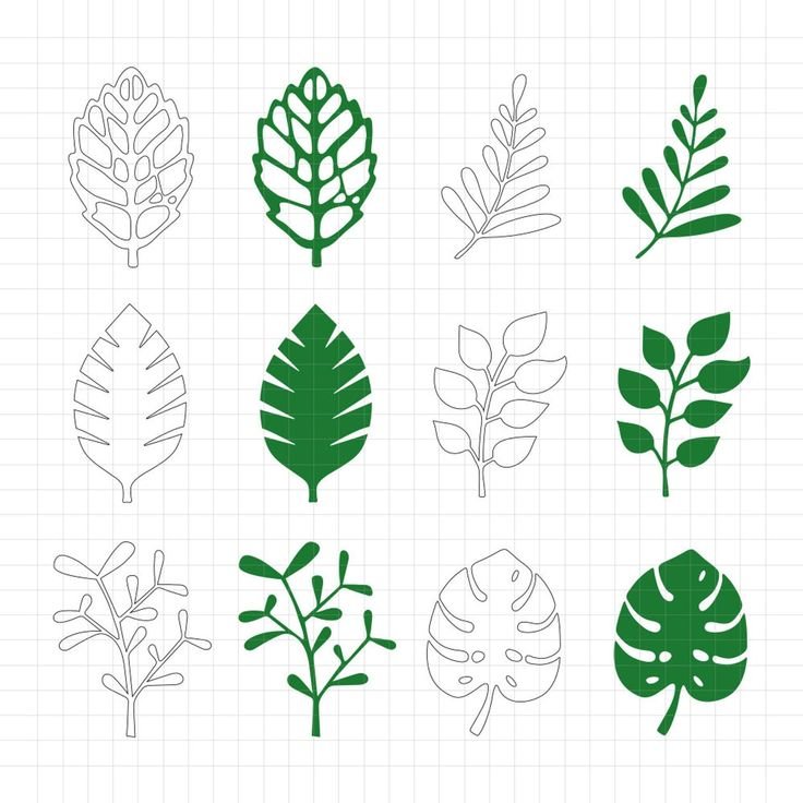 Трафарет для вырезания цветы и листья