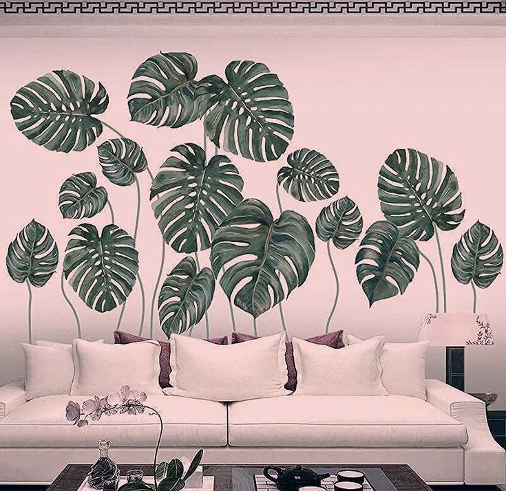 Роспись стен листья