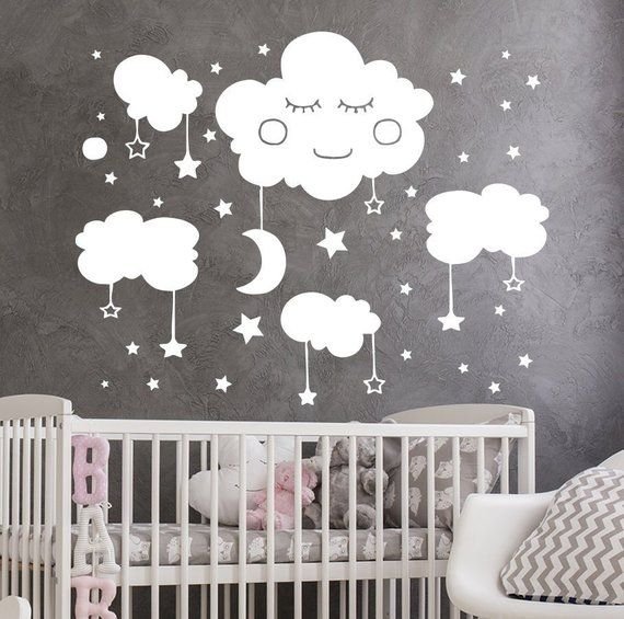 Наклейки облака на стену