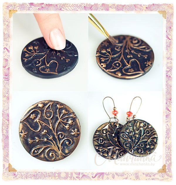 Винтажные серьги из полимерной глины