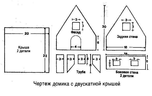Схема пряничного домика с размерами