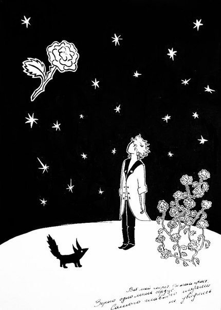 Маленький принц иллюстрации чб