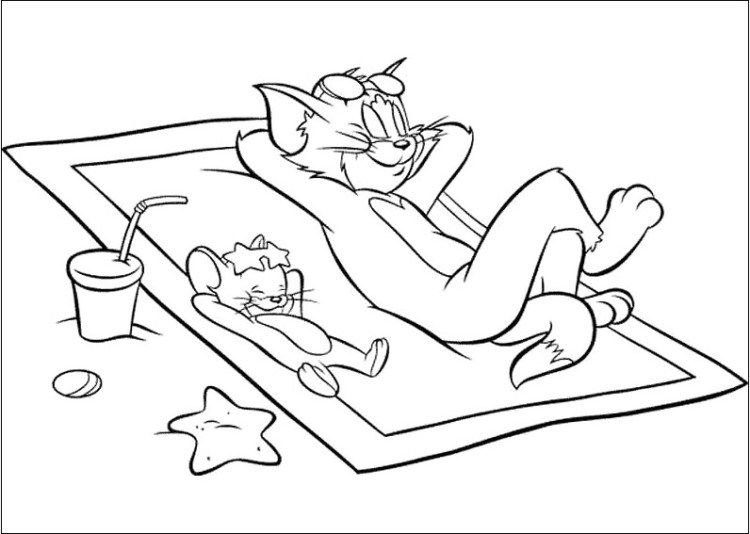 Раскраски для детей том и Джерри