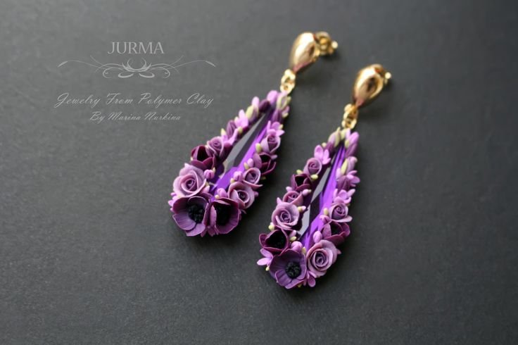 Серьги цветы полимерная глина