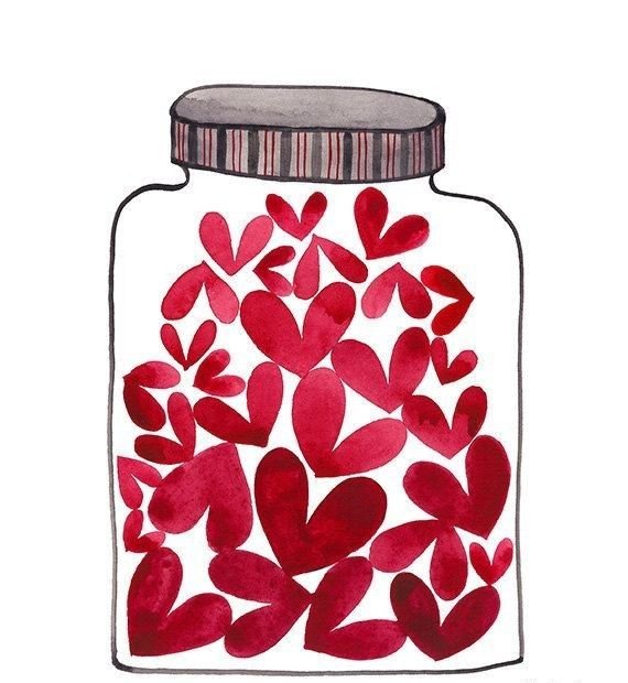 Банка с сердечками иллюстрация