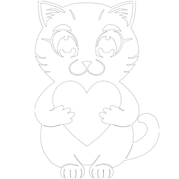 Котик валентинка шаблон