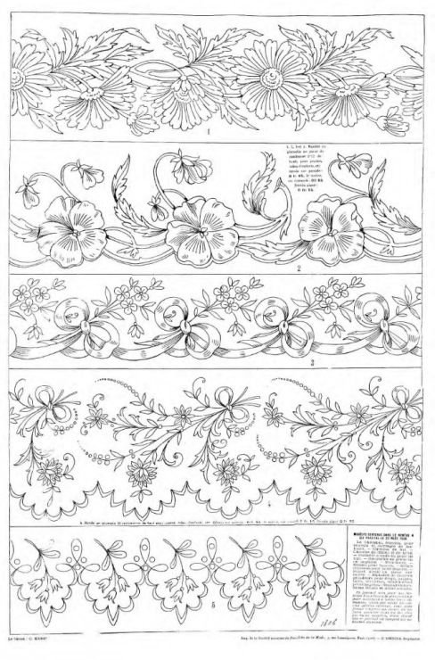 Растительный орнамент для люневильской вышивки