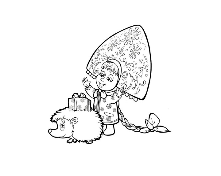 Маша Снегурочка раскраска