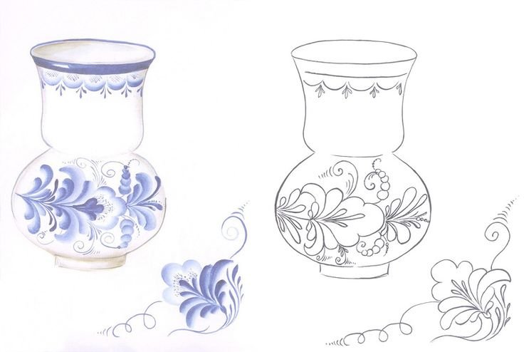 Роспись кувшинчиков рисование старшая группа Гжельская роспись