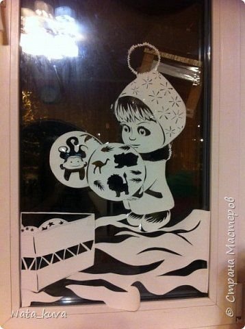 Маша и медведь вытынанка на окно