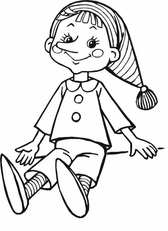 Сказочный герой Буратино раскраска