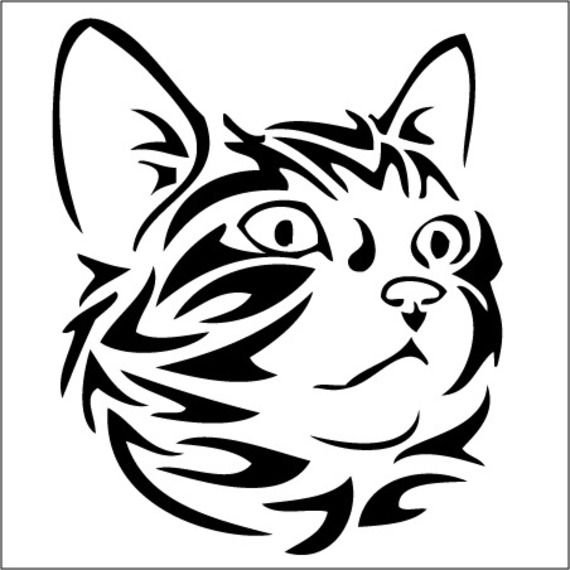Котик трафарет