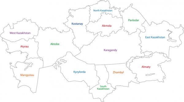 Политико-административная карта Казахстана