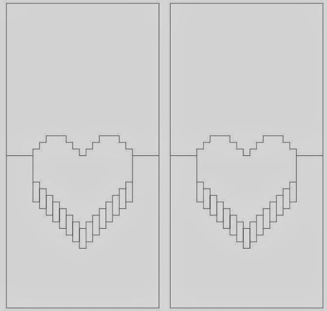 Объемное сердце трафарет