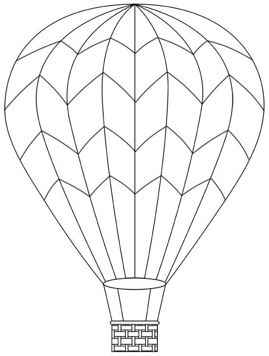 Воздушный шар с корзиной трафарет