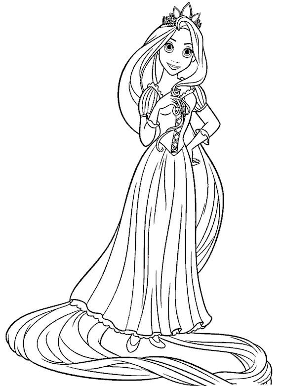 Раскраска принцесса Рапунцель а4