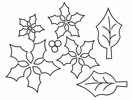 Пуансеттия трафарет