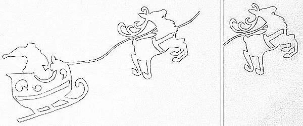 Трафарет сани Деда Мороза с оленями