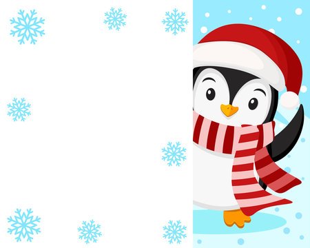 Пингвин выглядывает